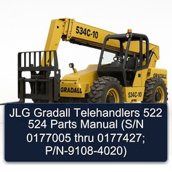 JLG Gradall Telehandlers 522 524 Parts (s/n 0177005 Thru 0177427; P/n-9108-4020) Catalog PDF