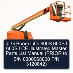 JLG Boom Lifts 600S 600SJ 660SJ CE Illustrated Master (prior S/n 0300068000 P/n 3120842) Parts Catalog PDF