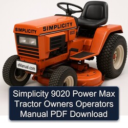 Simplicity 9020 Power Max Tractor Owners Operators Operator's Manual PDF