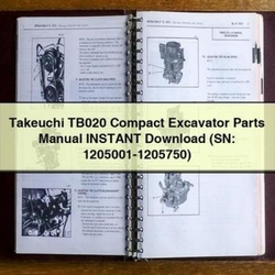 Takeuchi TB020 Compact Excavator Parts (sn: 1205001-1205750) Catalog SN: 1205750 PDF
