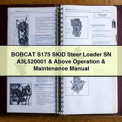Bobcat S175 Skid Steer Loader SN A3l520001 Above Operation Service Repair Workshop Manual PDF