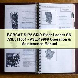 Bobcat S175 Skid Steer Loader SN A3l511001-a3l519999 Operation Service Repair Workshop Manual PDF