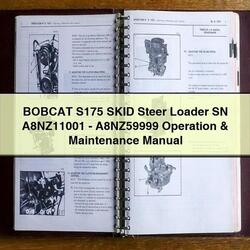 Bobcat S175 Skid Steer Loader SN A8nz11001-a8nz59999 Operation Service Repair Workshop Manual PDF