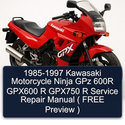1985-1997 Kawasaki Ninja Motorcycle Gpz 600R GPX600 R GPX750 ( Free Preview ) Service Repair Workshop Manual PDF
