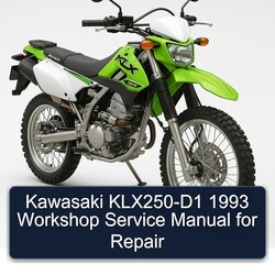 1993 Kawasaki KLX Series Klx250-d1 Service Repair Workshop Manual PDF