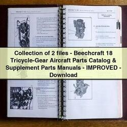 Collection of 2 files-Beechcraft 18 Tricycle-Gear Aircraft Parts Catalog & Supplement Parts Manuals-Improved-PDF 
