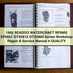 1992 Seadoo Watercraft SP5805 XP5851 GTS5812 GTX5860 Series Service Repair Workshop Manual PDF