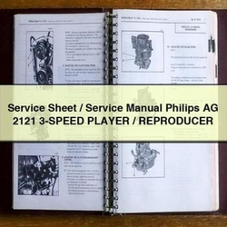 Sheet / Philips AG 2121 3-SPEED Player Reproducer Service Repair Workshop Manual PDF