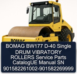 Bomag BW177 D-40 Single Drum Vibratory Rollers SN 901582261002-901582269999 Parts Catalog PDF