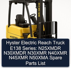 Hyster Electric Reach Truck E138 Series: N25XMDR N30XMDR N30XMR N40XMR N45XMR N50XMA Spare Parts Catalog PDF