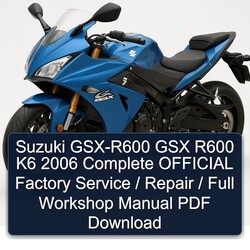 2006 Suzuki GSX Series GSX-R600 R600 K6 Official / Service Repair Workshop Manual PDF