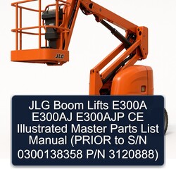 JLG Boom Lifts E300A E300AJ E300AJP CE Illustrated Master (prior S/n 0300138358 P/n 3120888) Parts Catalog PDF