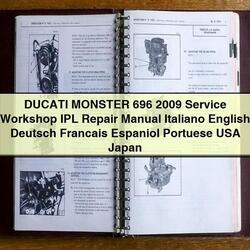 DUCATI MONSTER 696 2009 Service Workshop IPL Repair Manual Italiano English Deutsch Francais Espaniol Portuese USA Japan 