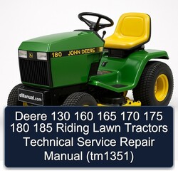 Deere 130 160 165 170 175 180 185 Riding Lawn (TM1351) Service Repair Workshop Manual PDF