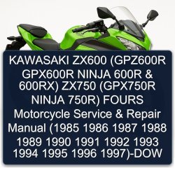 1985-1997 Kawasaki Ninja ZX600 (gpz600r GPX600R 600R 600rx) ZX750 (gpx750r 750r) Fours Motorcycle -dow Service Repair Workshop Manual PDF