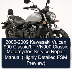2006-2009 Kawasaki Vulcan 900 Classic/LT VN900 Classic Motorcycles Manual de servicio y reparación (Highly Detailed FSM Preview) 