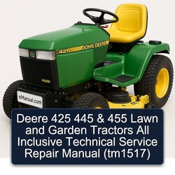 Deere 425 445 455 Lawn Garden All Inclusive (TM1517) Service Repair Workshop Manual PDF