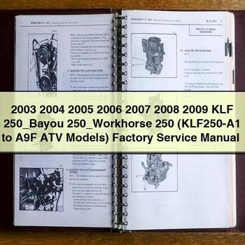 2005-2009 Workhorse KLF 250 Bayou (klf250-a1 A9F ATV Models) Service Repair Workshop Manual PDF