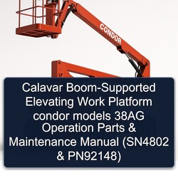 Calavar Boom-supported Elevating Work Platform Condor Models 38AG Operation Parts (sn4802 Pn92148) Service Repair Workshop Manual PDF
