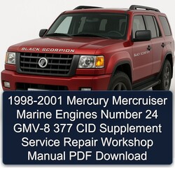 1998-2001 Mercury Mercruiser Marine Engines Number 24 GMV-8 377 CID Supplement Service Repair Workshop Manual PDF