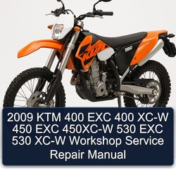2009 KTM 400 EXC 400 XC-W 450 EXC 450XC-W 530 EXC 530 XC-W Workshop Manual de servicio y reparación 