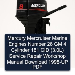 1998 Mercury Mercruiser Marine Engines Number 26 GM 4 Cylinder 181 CID (3.0l) -up Service Repair Workshop Manual PDF