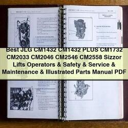 JLG CM1432 Plus CM1732 CM2033 CM2046 CM2546 CM2558 Sizzor Lifts Operators Safety Illustrated Parts Catalog PDF