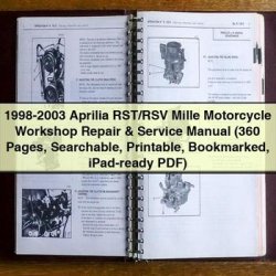 1998-2003 Aprilia RSV Models Rst/rsv Mille Motorcycle (360 Pages Searchable Bookmarked Ipad-ready) Service Repair Workshop Manual PDF
