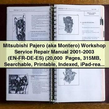 2001-2003 Mitsubishi Pajero (MONTERO) - (english/french/german/spanish) Service Repair Workshop Manual PDF