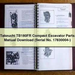 Takeuchi TB180FR Compact Excavator Parts (serial No. 17830004-) Catalog Serial PDF