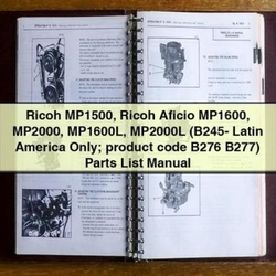 Ricoh Mp1500/aficio Mp1600/mp2000/mp1600l/mp2000l Parts Catalog PDF