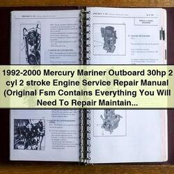 1992-2000 Mercury Mariner Outboard 30hp 2 cyl 2 stroke Engine Service Repair Manual (Original Fsm  perfect For Diy) 