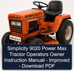 Simplicity 9020 Power Max Tractor Operators Owner Instruction - Improved Service Repair Workshop Manual PDF