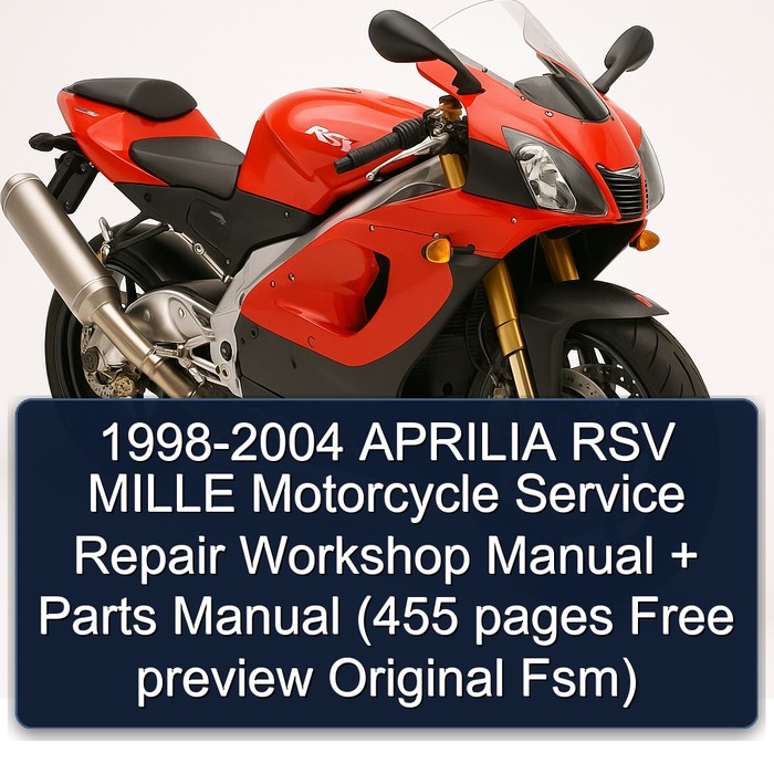 1998-2004 Aprilia RSV Models Mille Motorcycle Parts (455 Pages Free Preview Original Fsm) Catalog PDF