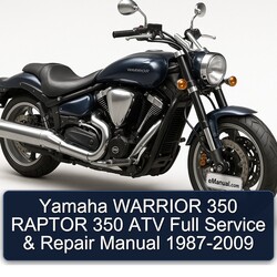 1987-2009 Yamaha Warrior 350 Raptor ATV Service Repair Workshop Manual PDF