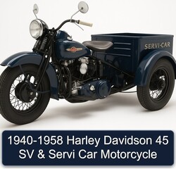 1940-1958 Harley Davidson 45 Sv & Servi Car Motorcycle