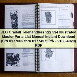 JLG Gradall Telehandlers 522 524 Illustrated Master (s/n 0177005 Thru 0177427; P/n-9108-4020) Parts Catalog PDF