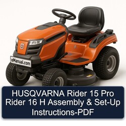 Husqvarna Rider 15 Pro 16 H Assembly SET-UP Service Repair Workshop Manual PDF