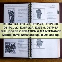 Komatsu D31E-20 D31P-20 D31PL-20 D31pll-20 D31P-20A D37E-5 D37P-5A Bulldozer Operation Maintenance Service Repair Workshop Manual PDF