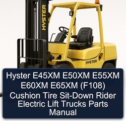 Hyster E45XM E50XM E55XM E60XM E65XM (F108) Cushion Tire SIT-DOWN Rider Electric Lift Trucks Parts Catalog PDF