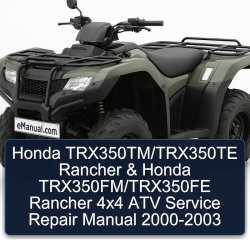 2000-2003 Honda Trx350tm/trx350te Rancher Trx350fm/trx350fe 4x4 ATV Service Repair Workshop Manual PDF