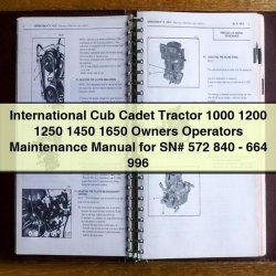 International Cub Cadet Tractor 1000 1200 1450 1650 Owners Operators Service Repair Workshop Manual PDF