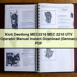 Daedong Kioti MEC2210 MEC 2210 UTV Operator (GERMAN) Operator's Manual PDF