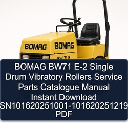 Bomag BW71 E-2 Single Drum Vibratory Rollers Sn101620251001-101620251219 Parts Catalog PDF
