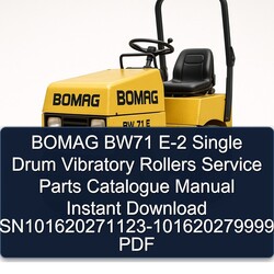Bomag BW71 E-2 Single Drum Vibratory Rollers Sn101620271123-101620279999 Parts Catalog PDF