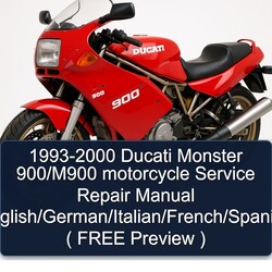 1993-2000 Ducati 900 Monster /m900 Motorcycle English/german/italian/french/spanish ( Free Preview ) Service Repair Workshop Manual PDF
