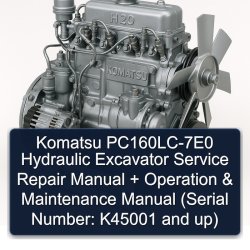 Komatsu PC160LC-7E0 Hydraulic Excavator Manual de servicio y reparación + Operation & Maintenance Manual (Serial Number: K45001 and up) 