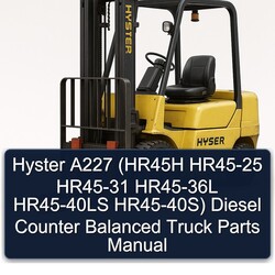 Hyster A227 (hr45h HR45-25 HR45-31 HR45-36L HR45-40LS Hr45-40s) Diesel Counter Balanced Truck Parts Catalog PDF