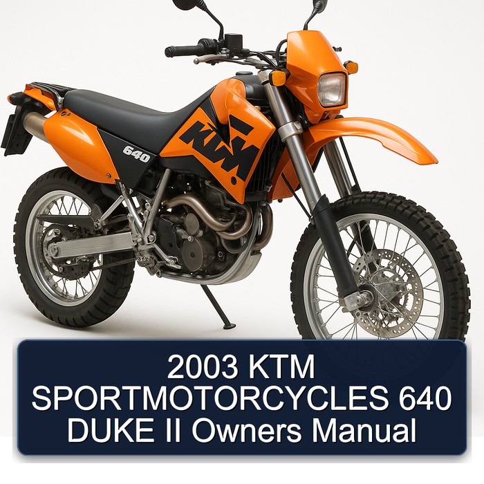 2003 KTM 640 Sportmotorcycles Duke II Owners Owner's Manual PDF