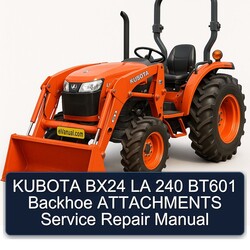 Kubota BX24 LA 240 BT601 Backhoe Attachments Service Repair Workshop Manual PDF